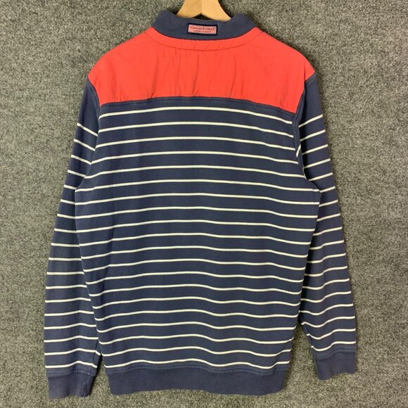 Vineyard Vines Mens Striped Half-Zip Pullover Sweatshirt Blue/Red Size M - Picture 2 of 10